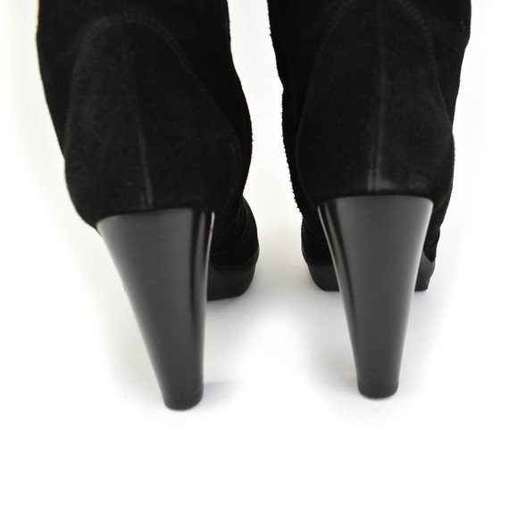 FENDI: Black, Suede & Logo, Tall Platform Boots - Picture 8 of 10